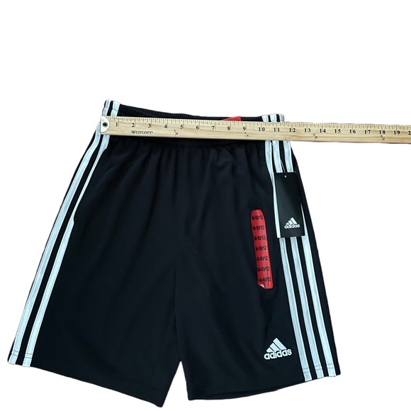 Adidas Kids Black/White 3 Stripes Shorts Size:10/12 (NWT) - Picture 4 of 4